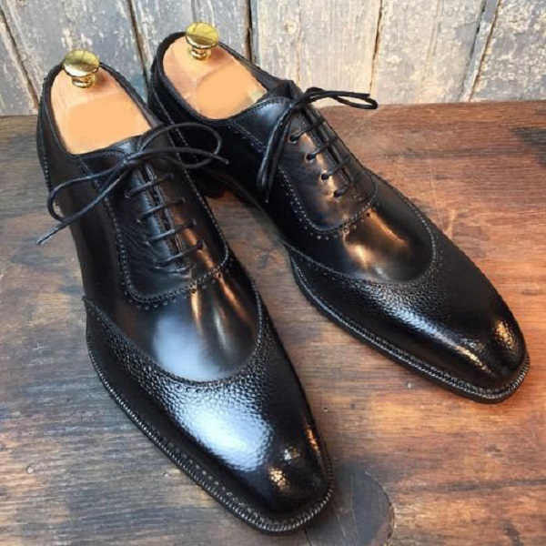 Handmade Men's Black Fancy Shoes, Men's Leather Lace Up Formal Shoes on ...